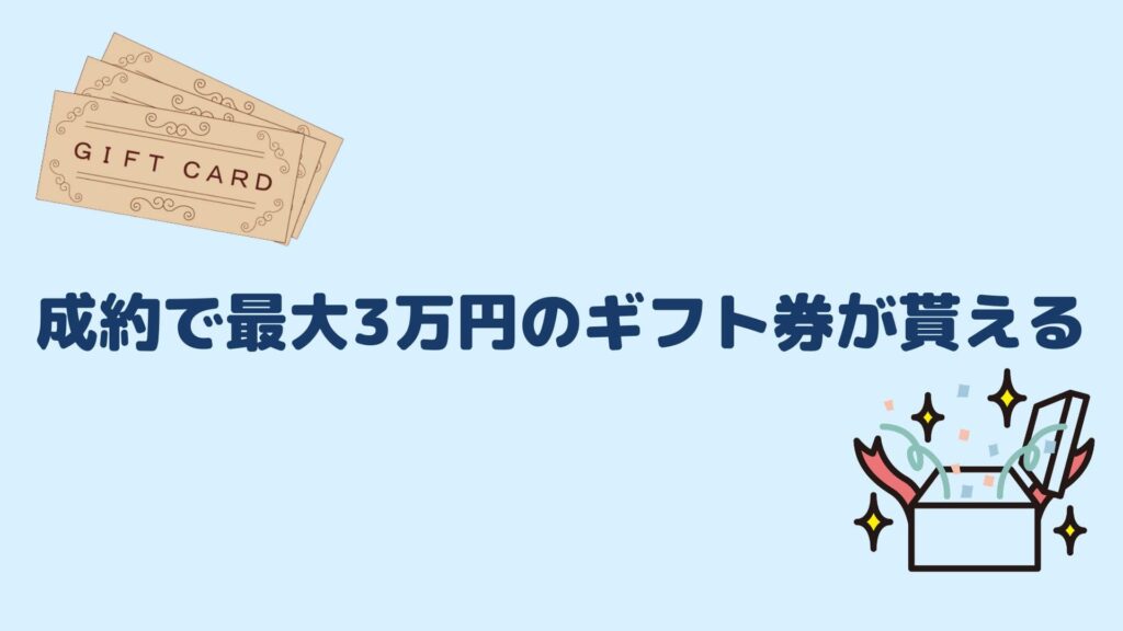 成約で最大3万円のギフト券が貰える