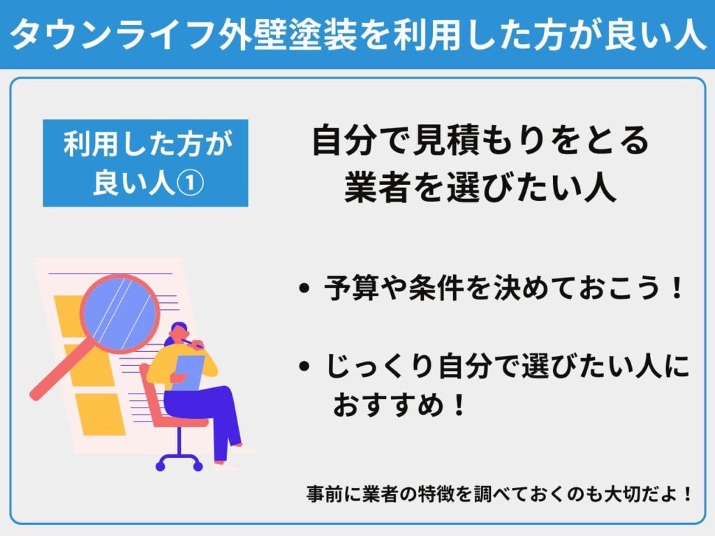 自分で見積もりをとる業者を選びたい人