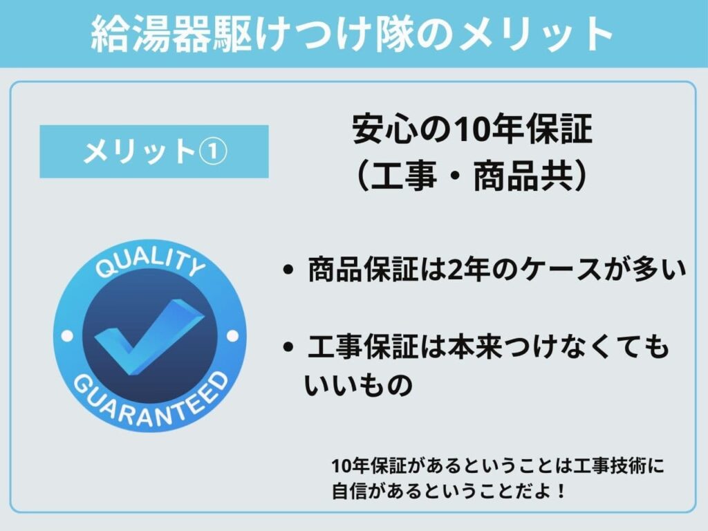 メリット①安心の10年保証（工事・商品共）