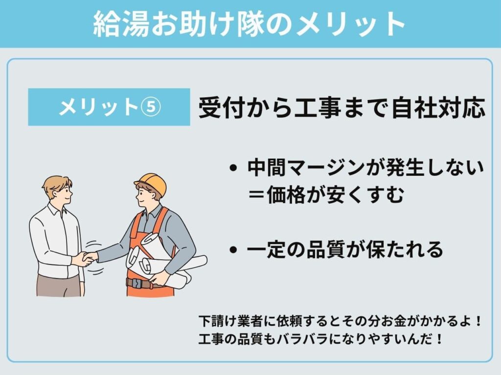 メリット⑤受付から工事まで自社対応