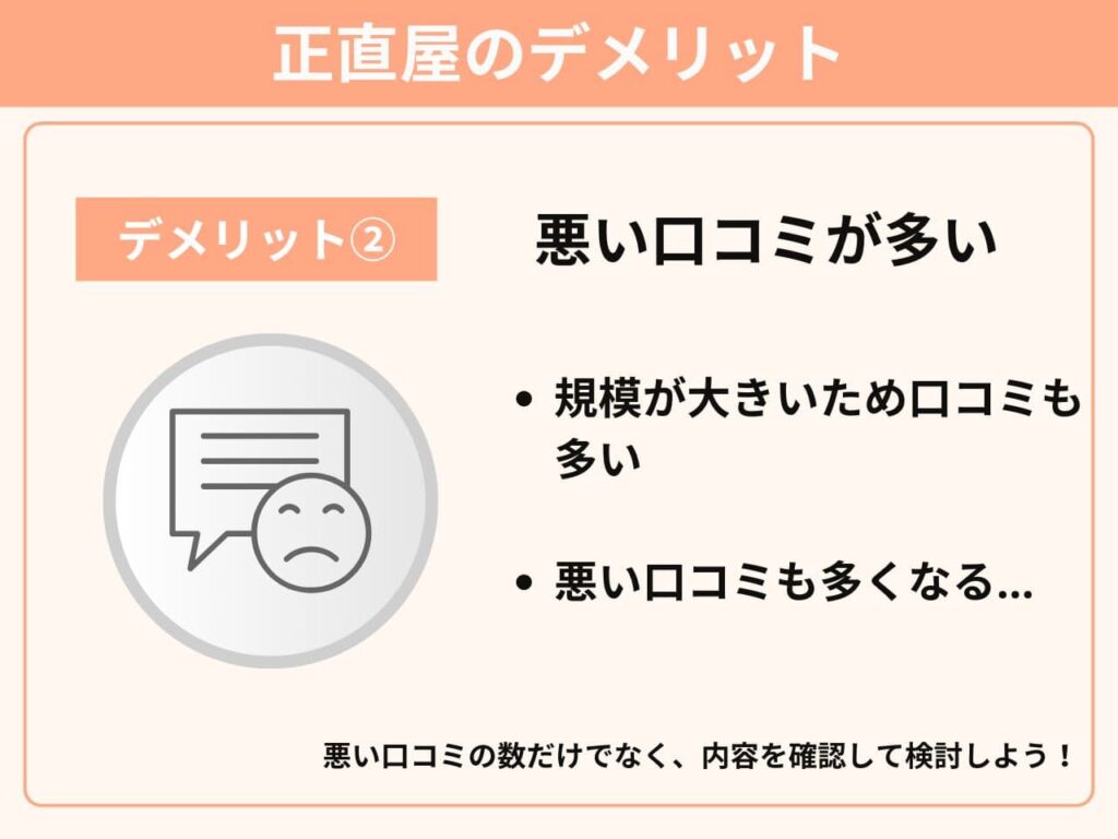 正直屋デメリット②悪い口コミが多い