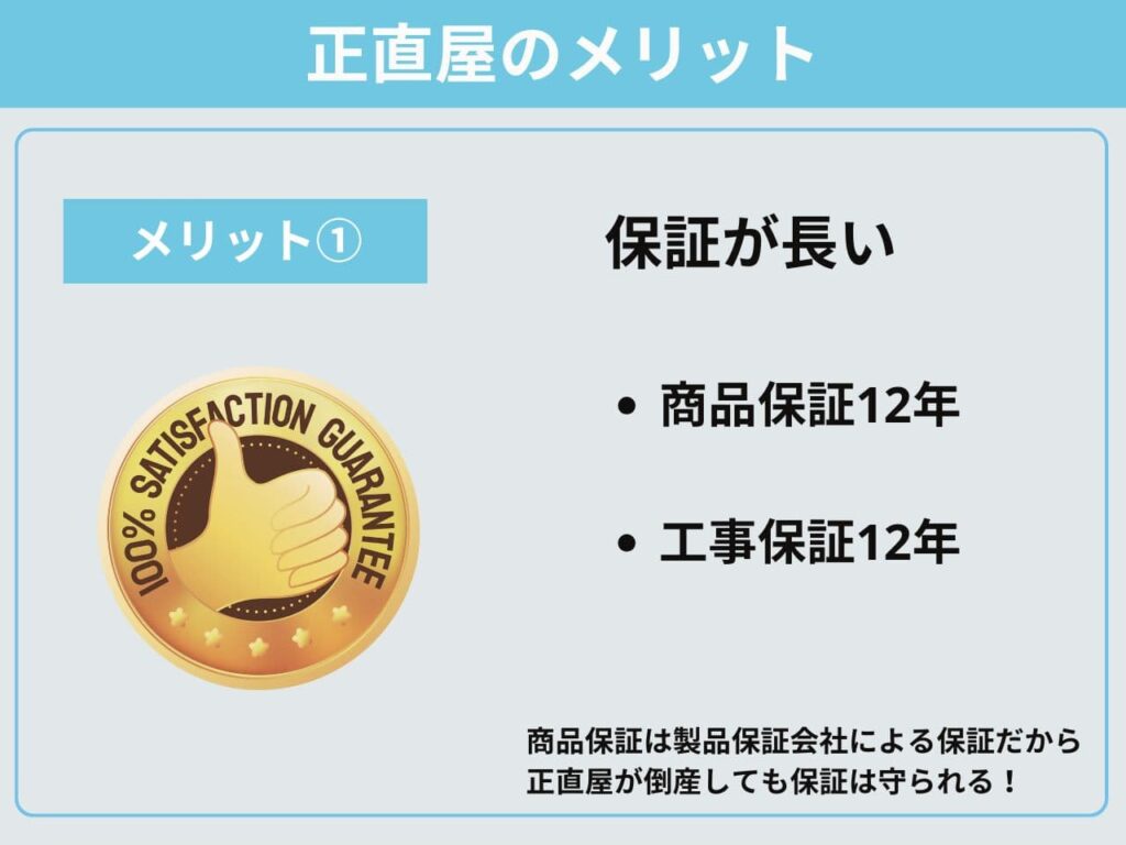 正直屋メリット①保証が長い
