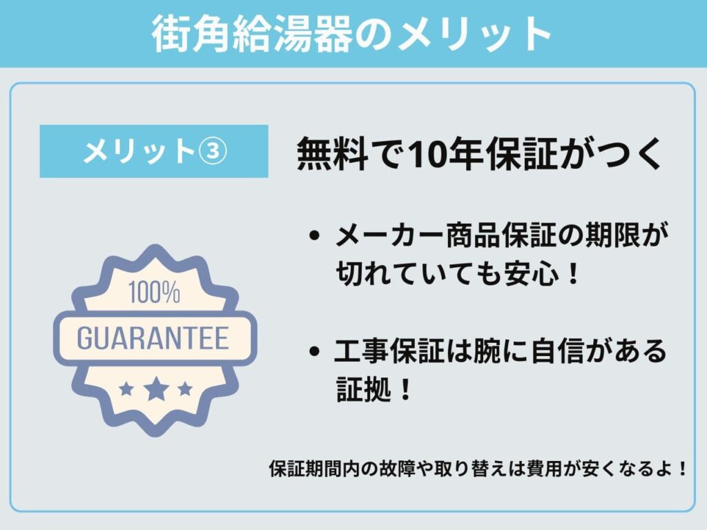 街角メリット④無料で10年保証がつく