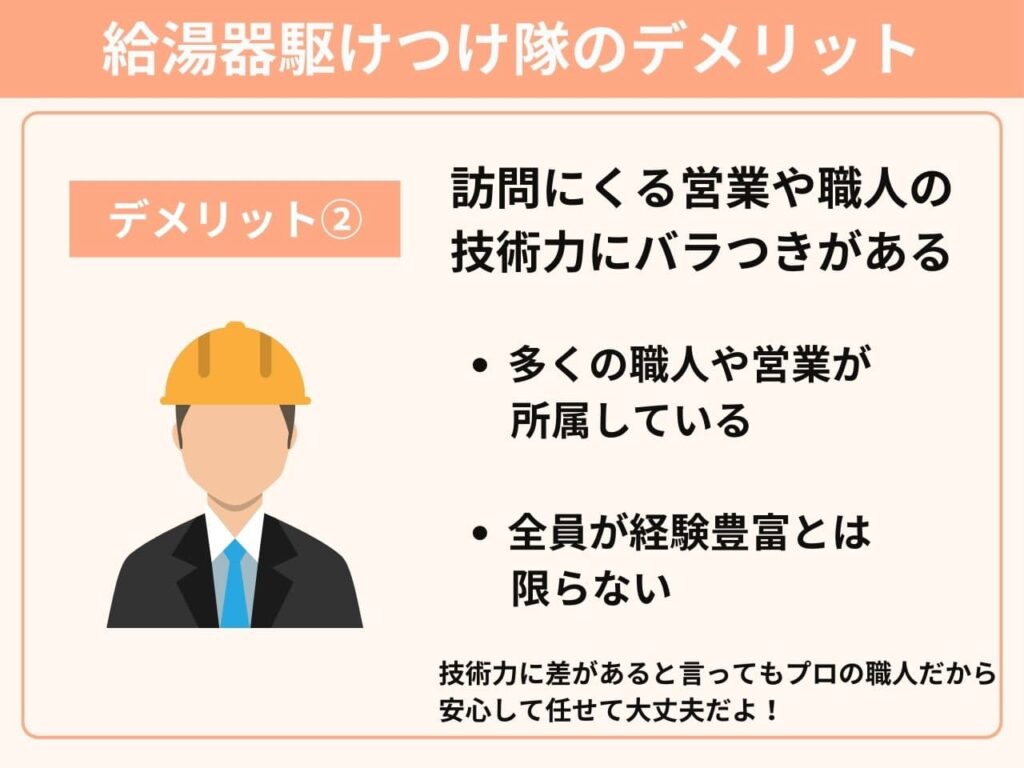 デメリット②訪問にくる営業や職人の技術力にバラつきがある