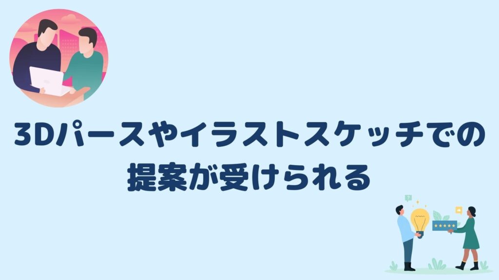 3Dパースやイラストスケッチでの提案が受けられる
