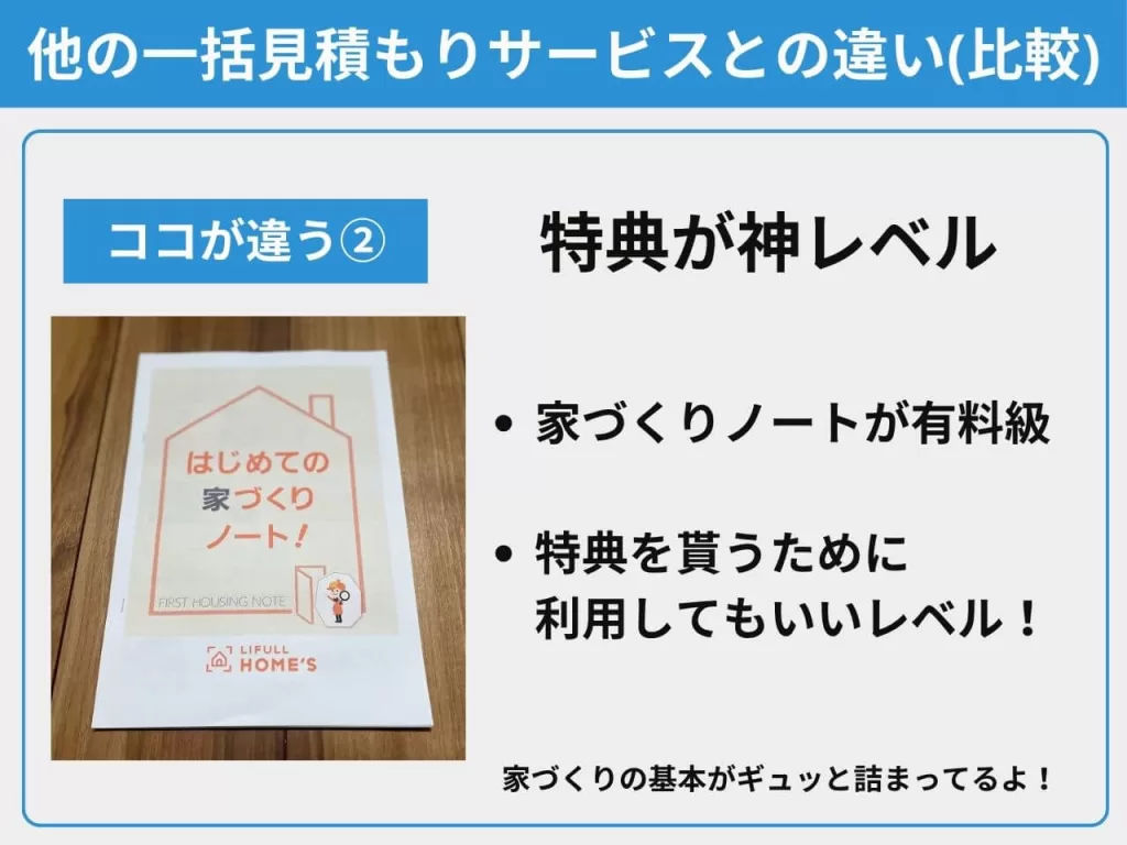 ライフルホームズと他のサービスの違い②プレゼント特典が他よりも内容が優れている