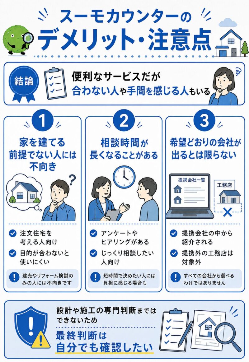 スーモカウンターのデメリット・注意点