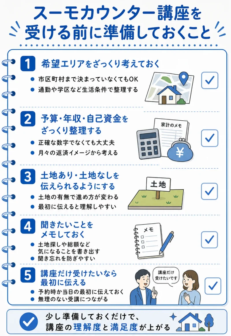 スーモカウンター講座を受ける前の準備を表した図解