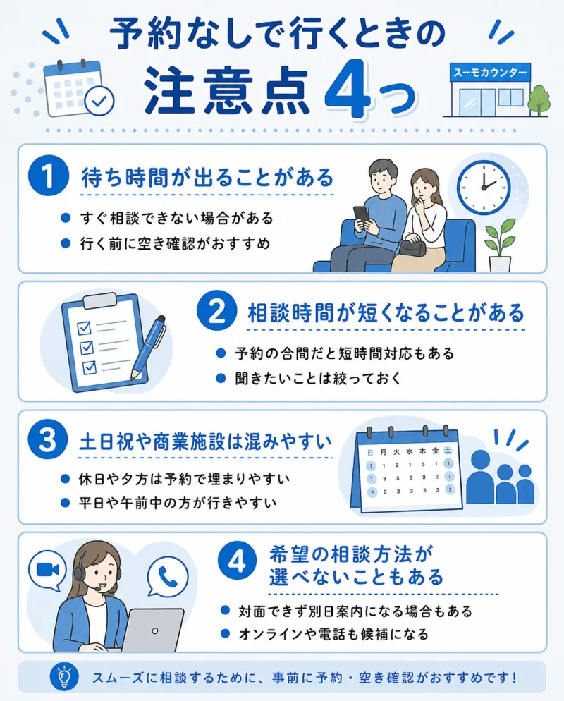 予約なしでスーモカウンターに行くときの注意点4つ